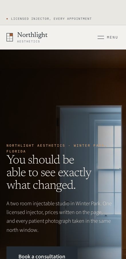 Northlight Aesthetics shown on a phone