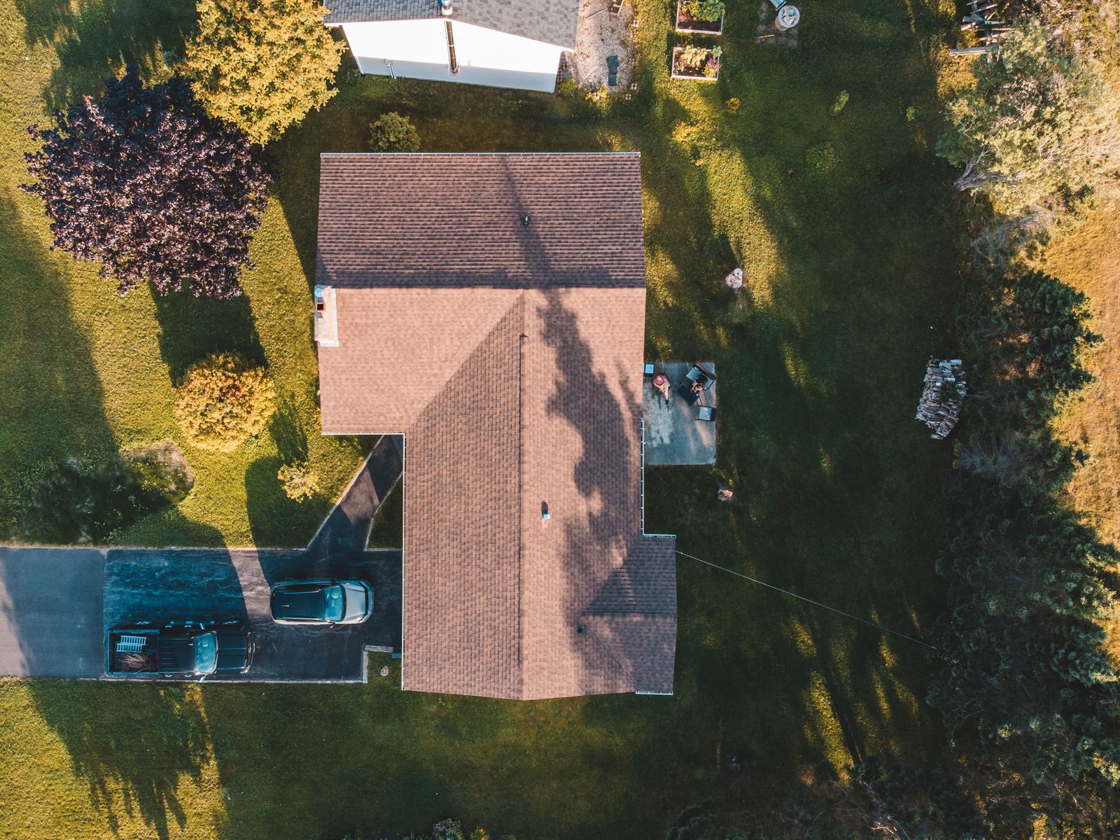 Aerial view of new architectural shingle roof